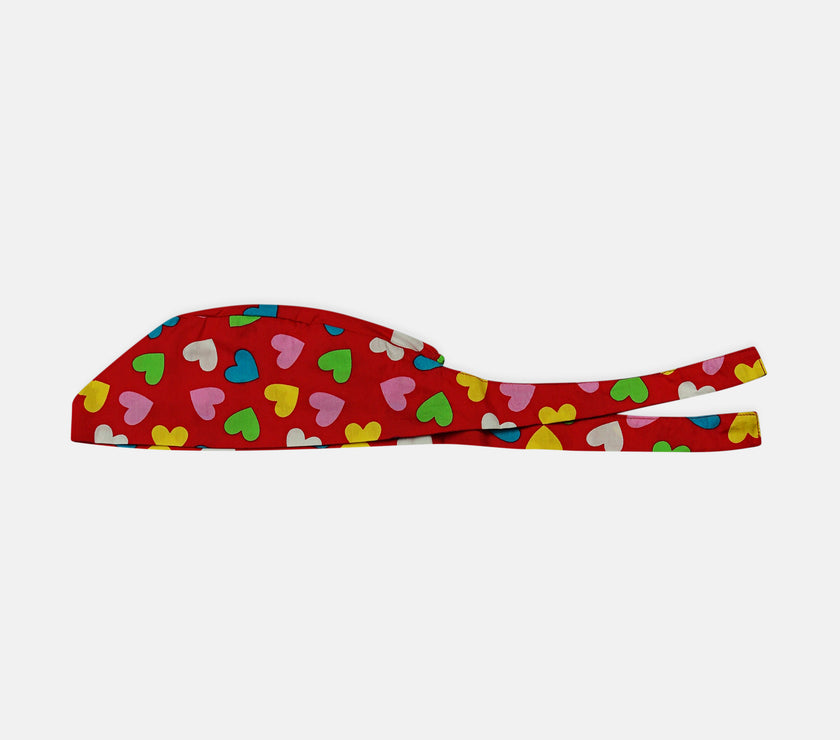 O.R. Cap 2inch - Red with Colourful Hearts